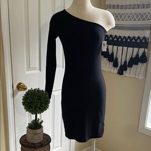 Old Navy Black Grunge, One-Shoulder Dress